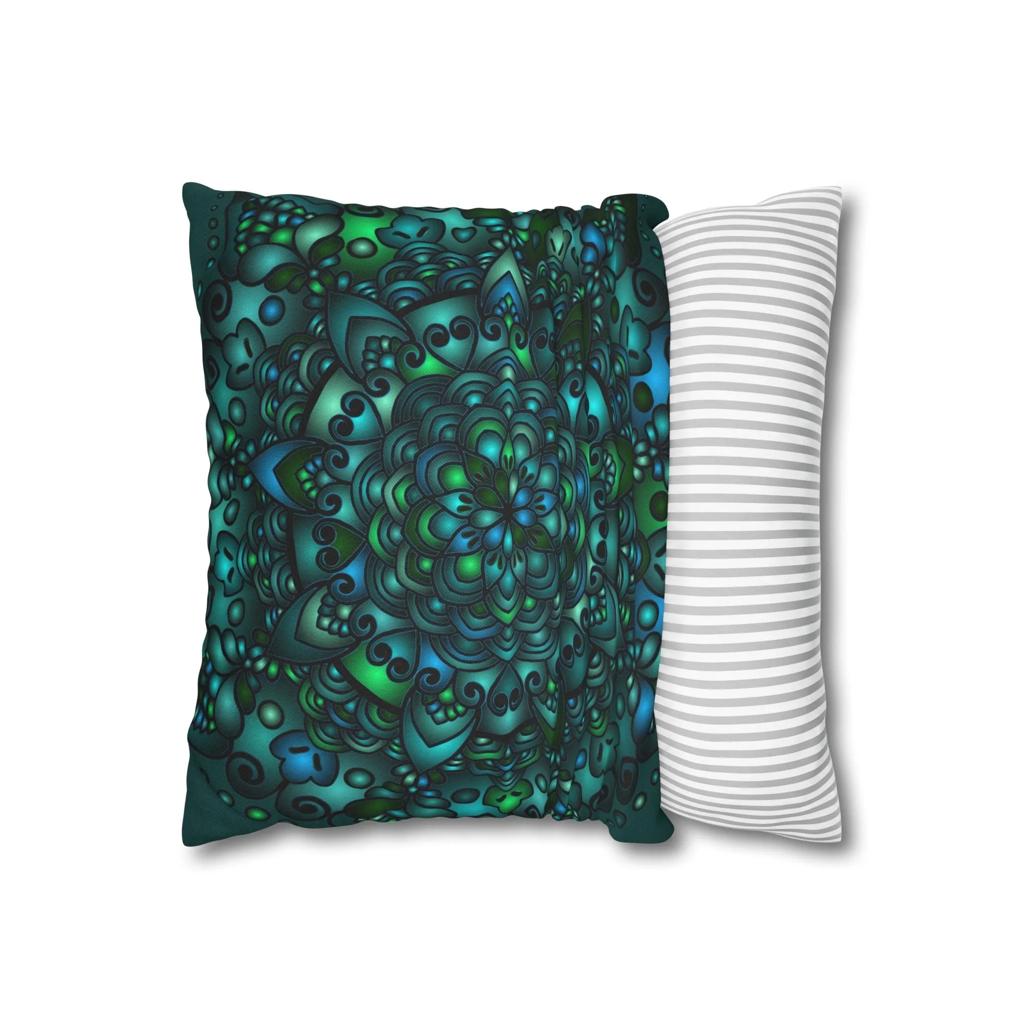 Handmade Mandala Art Pillowcase - Petroleum Green