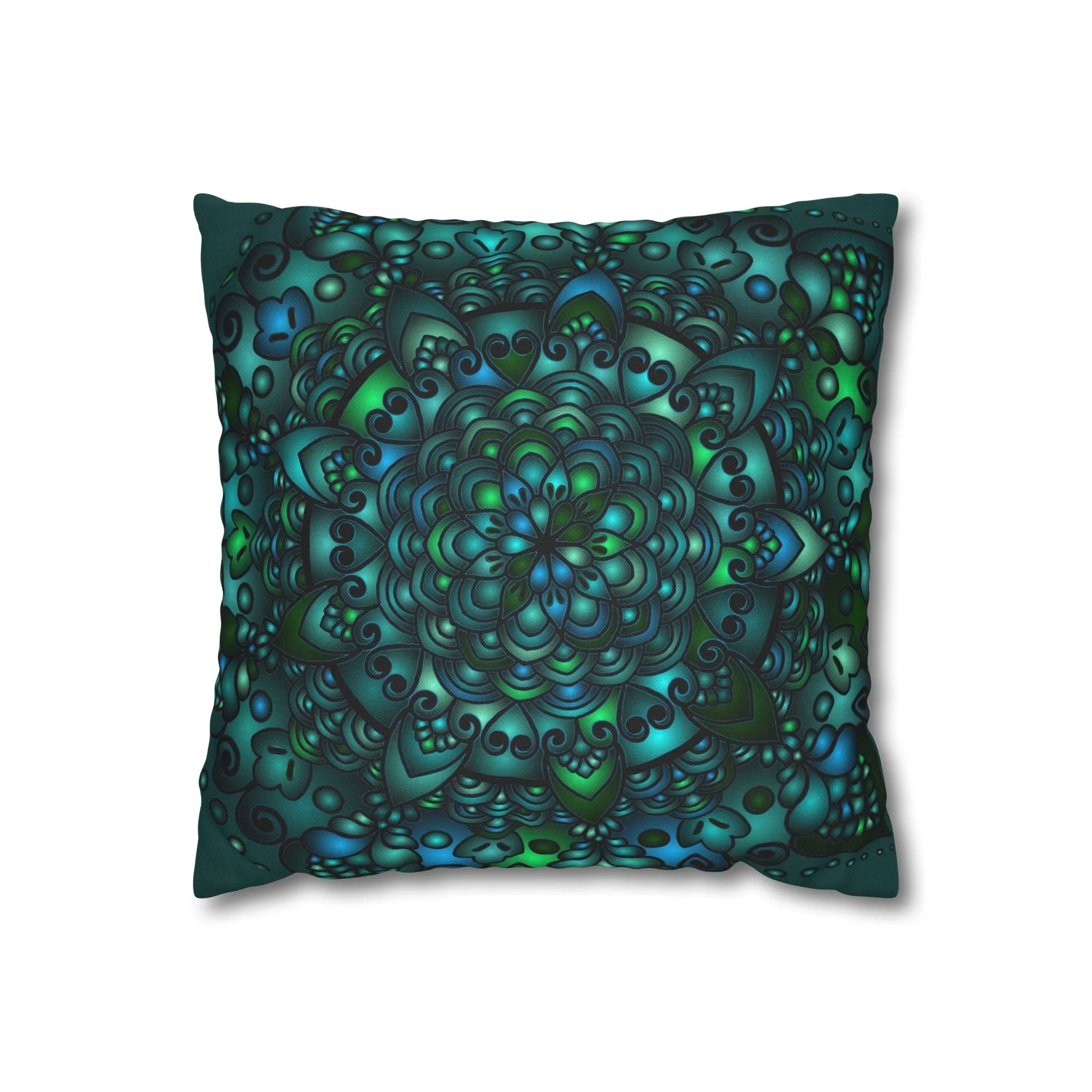 Handmade Mandala Art Pillowcase - Petroleum Green