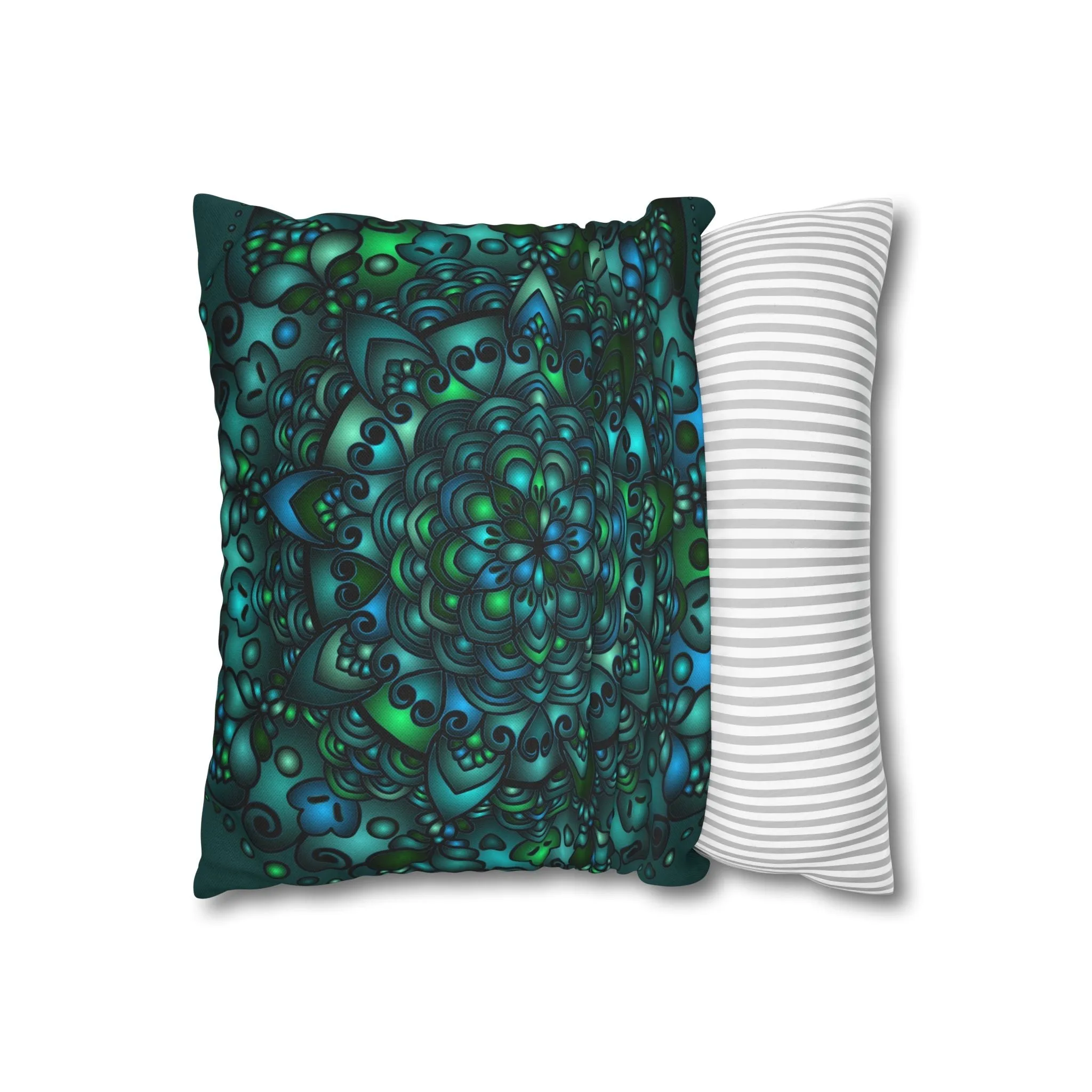 Handmade Mandala Art Pillowcase - Petroleum Green