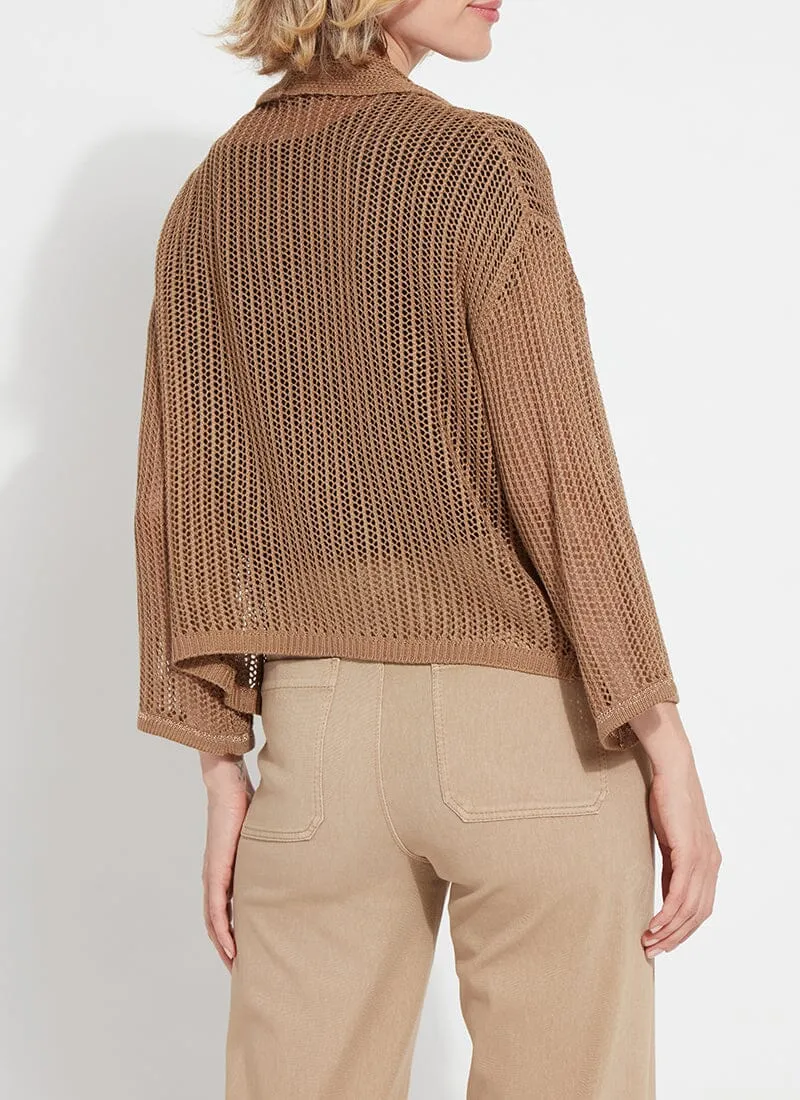 Harper Linen Mesh Cardigan in tanned by Lysse