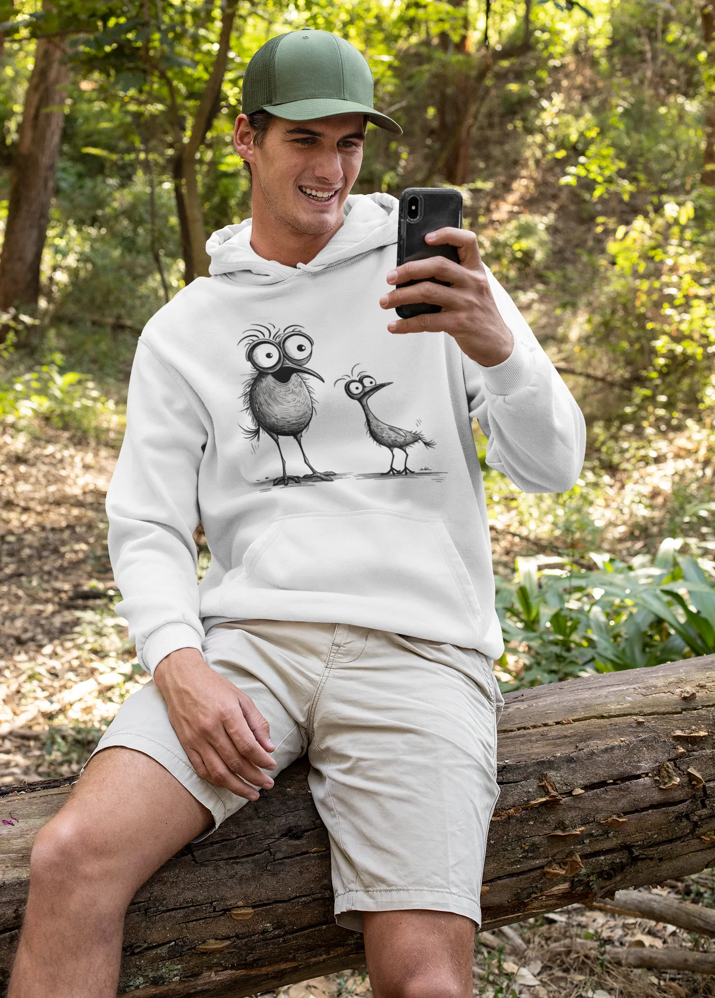 Herren Hoodie mit Vogelmotiv "Funny Birds"