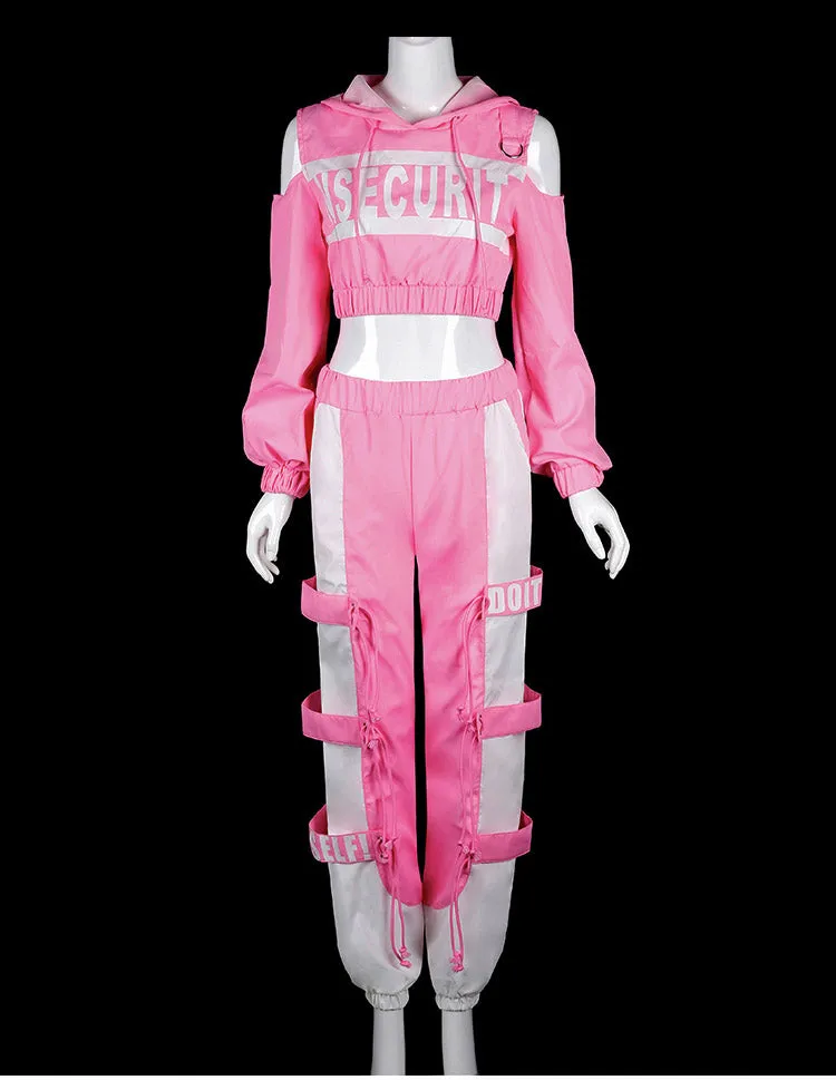 #HH7155 Pink and White Hip Hop 2 Piece Set