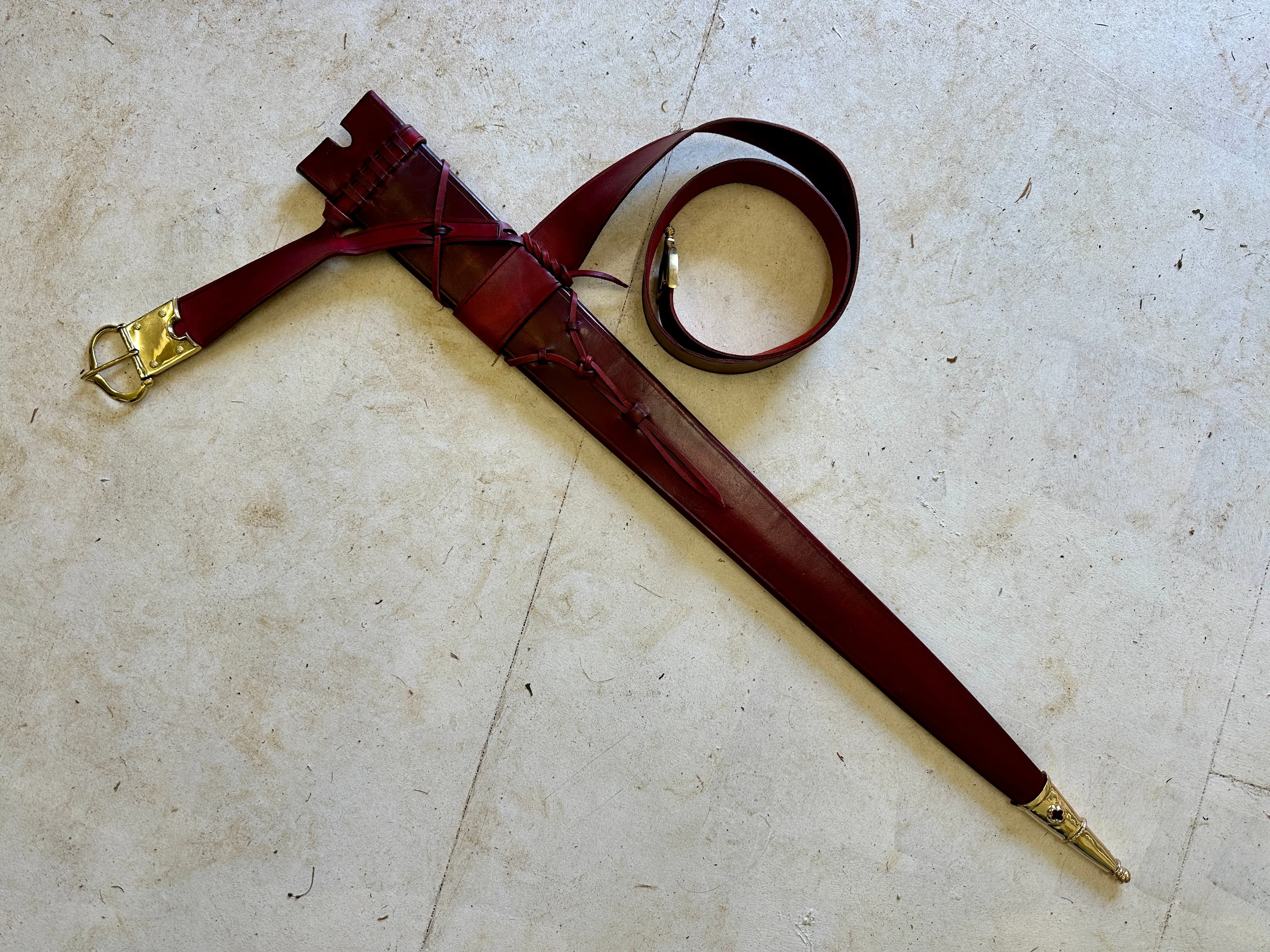 High Medieval X tied and buckled sword scabbard to suit an Albion Principe - IN STOCK