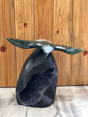 Jade Eagle on Amethyst Base