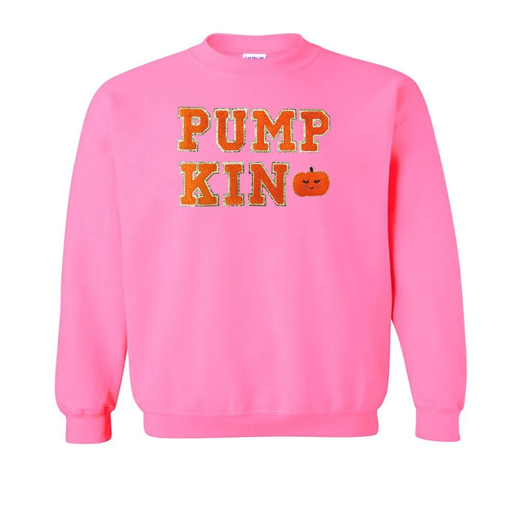 Kids Pumpkin Letter Patch Crewneck Sweatshirt