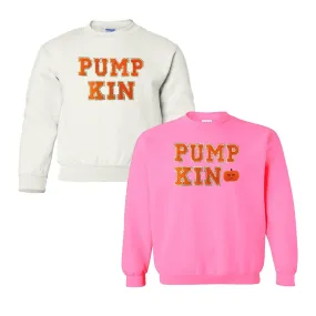 Kids Pumpkin Letter Patch Crewneck Sweatshirt