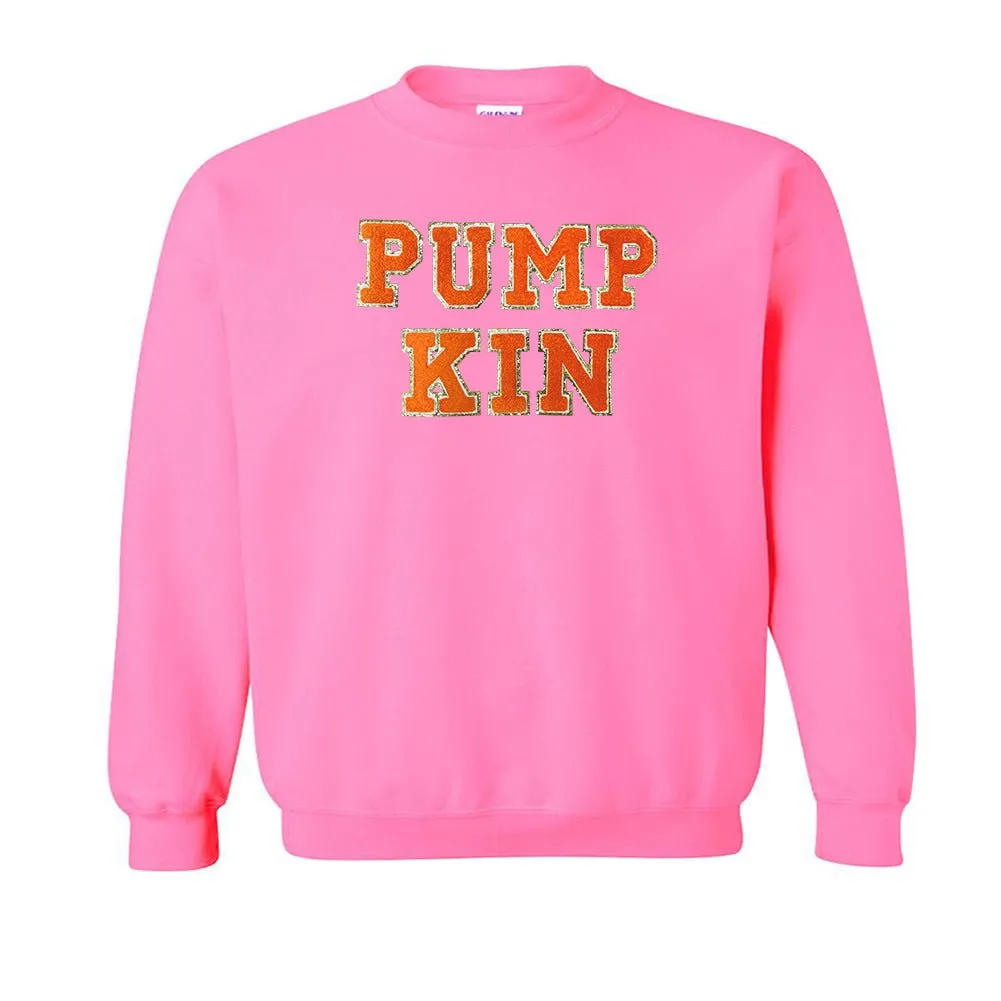 Kids Pumpkin Letter Patch Crewneck Sweatshirt