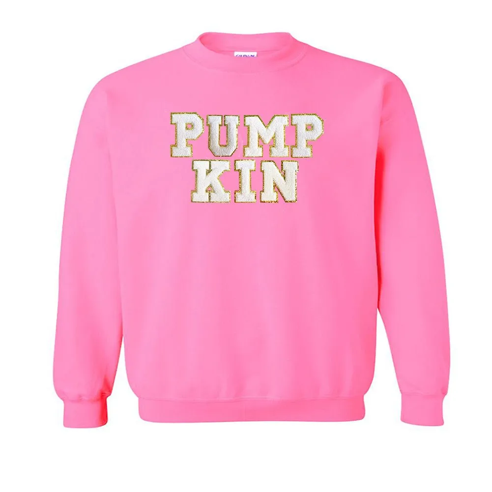 Kids Pumpkin Letter Patch Crewneck Sweatshirt