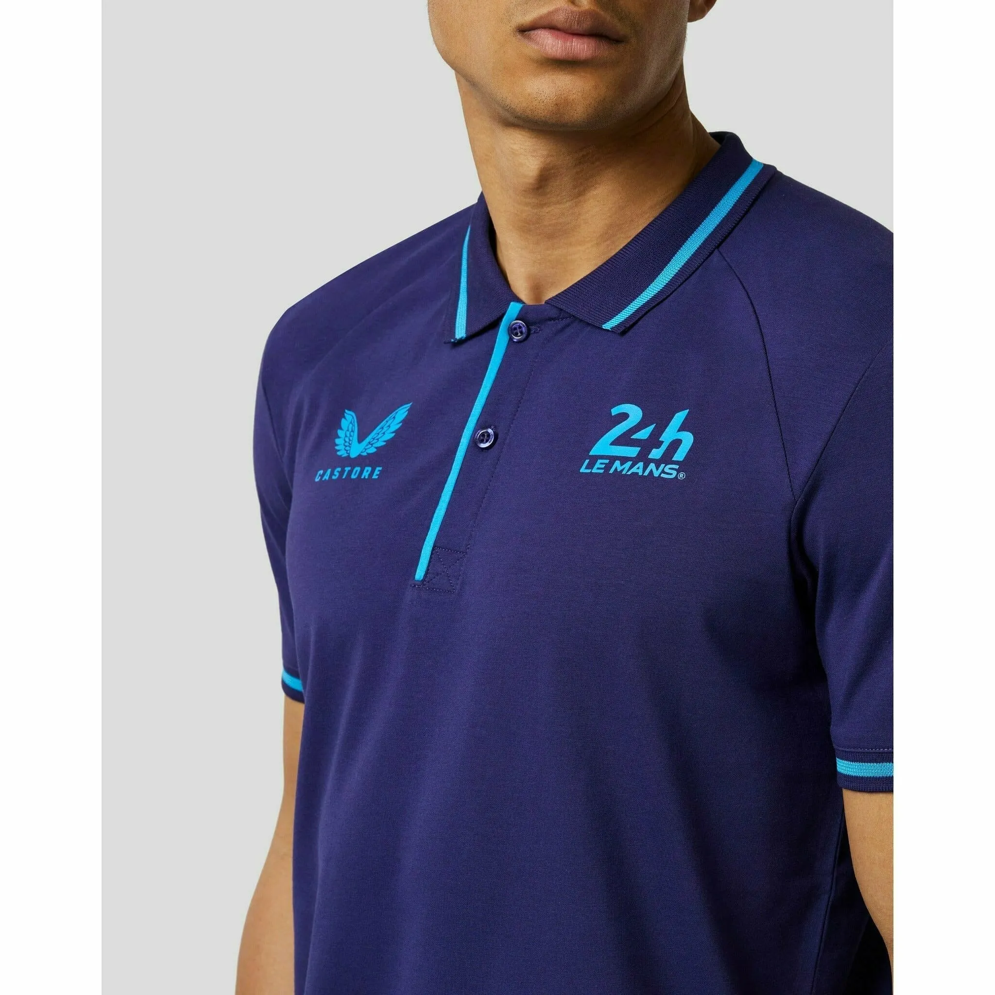 Le Mans 24 Hours Men's Castore Heritage Small Logo Polo Shirt - Navy/White