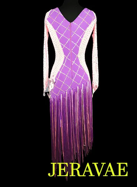 Light Pink and Purple Fringe Latin Rhythm Dress LAT043 sz Small/Medium