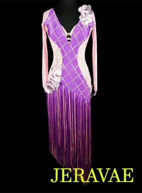 Light Pink and Purple Fringe Latin Rhythm Dress LAT043 sz Small/Medium