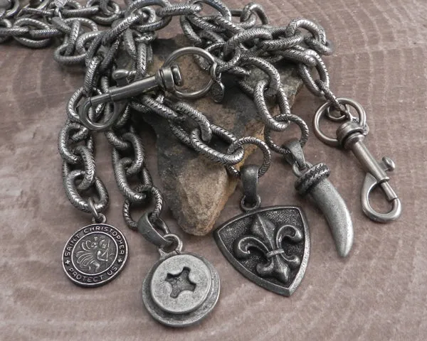 Link Hack Bracelet with Saint Christopher Coin Pendant