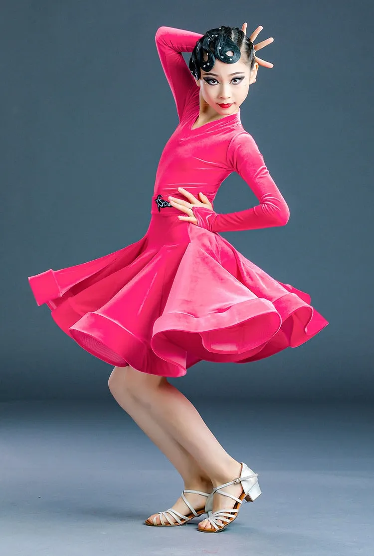 #LL26- Latin Dance Dress For Girls -Velvet Dress -Salsa/Ballroom/Tango/Chacha and Ballroom