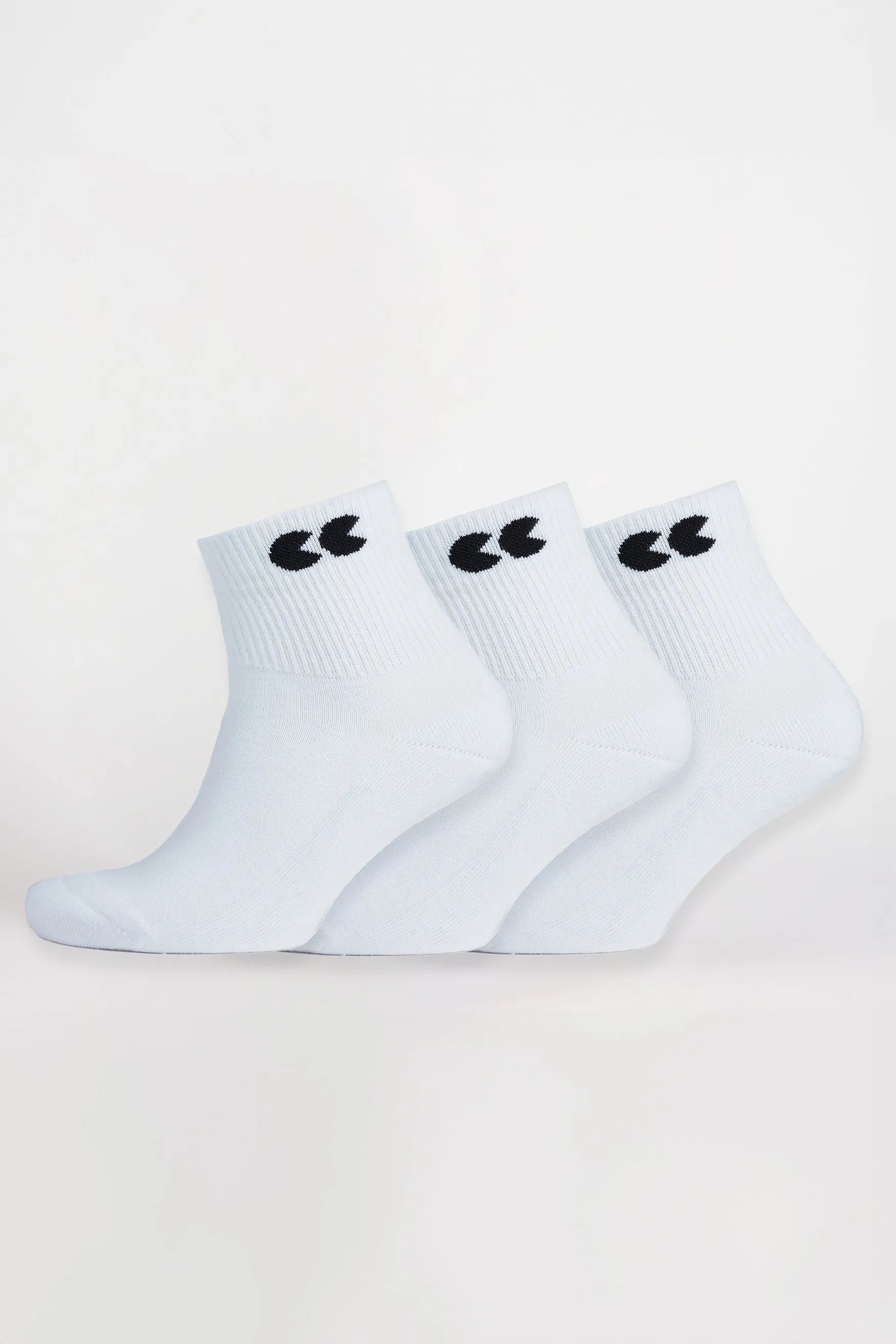 Logo Sports Cotton Sock Ankle 3 Pack - White