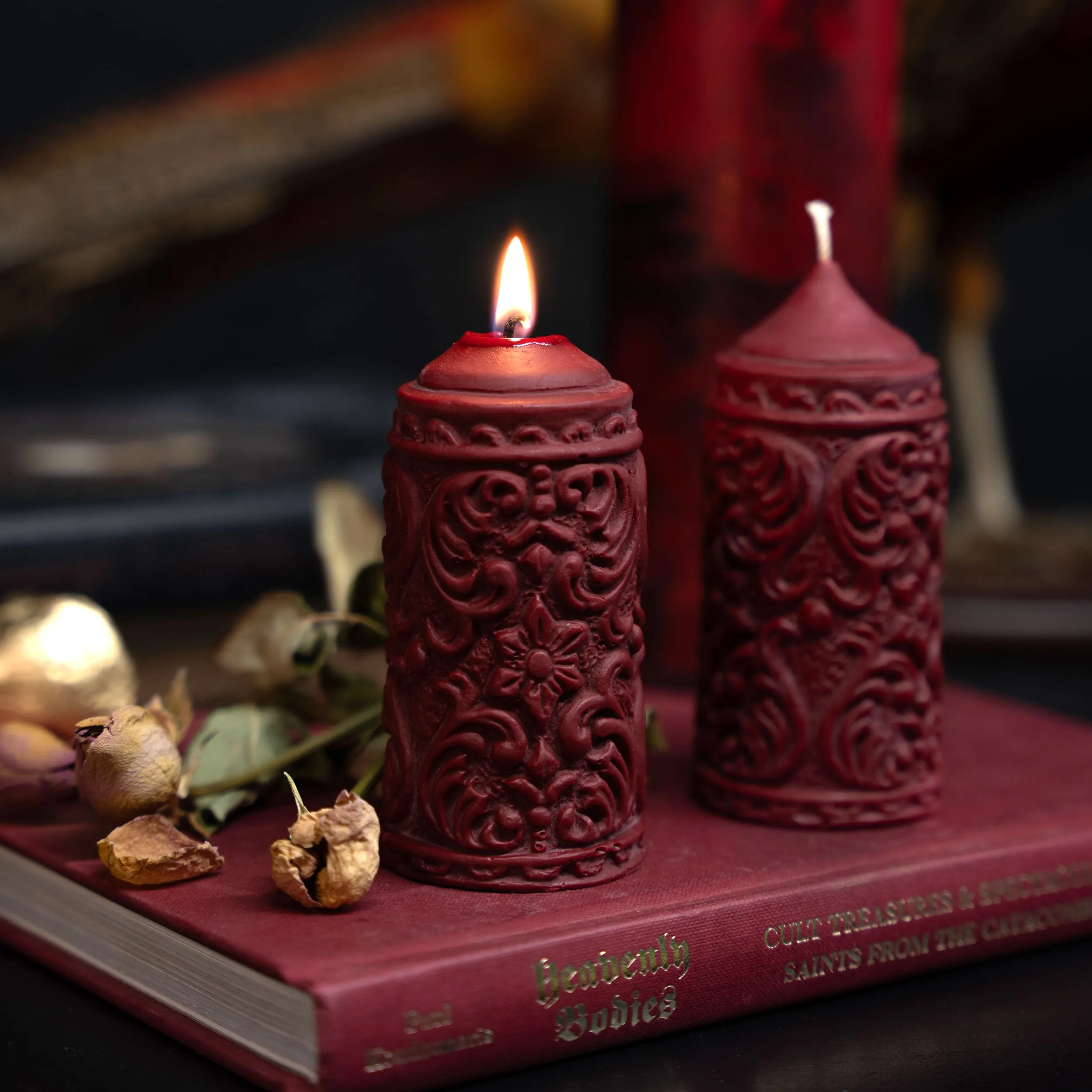 Mildred Gothic Candle - Crimson Red