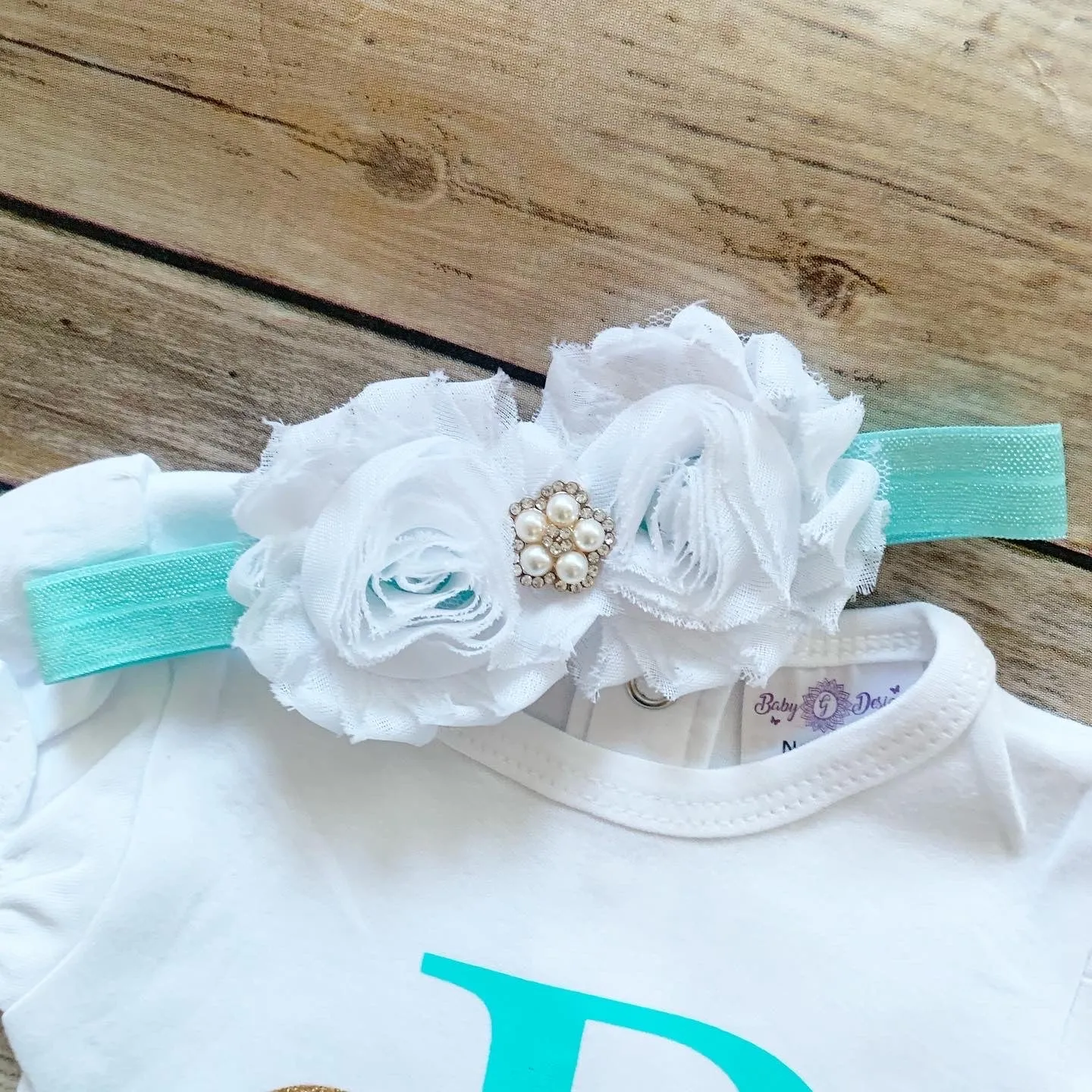 Monogrammed outfit-aqua