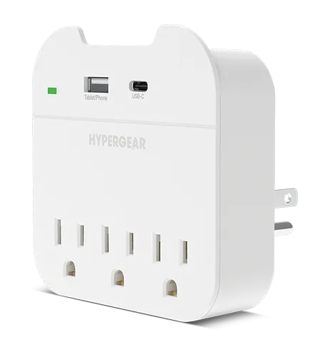 Multi Plug 5 Outlet Extender with USB-C & USB Ports | White