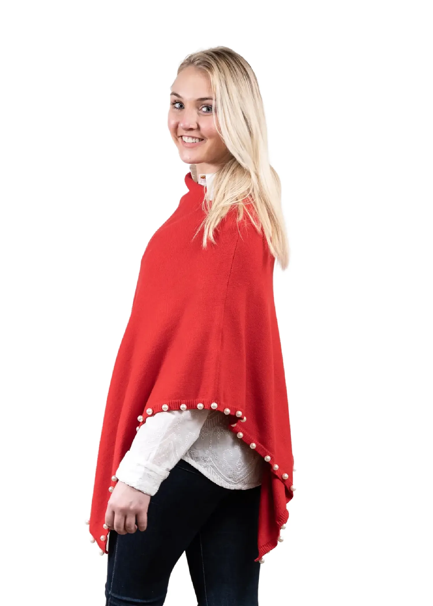 PEYTON PEARL PONCHO - RED