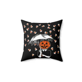 Pumpkin Girl Candy Corn Throw Pillow