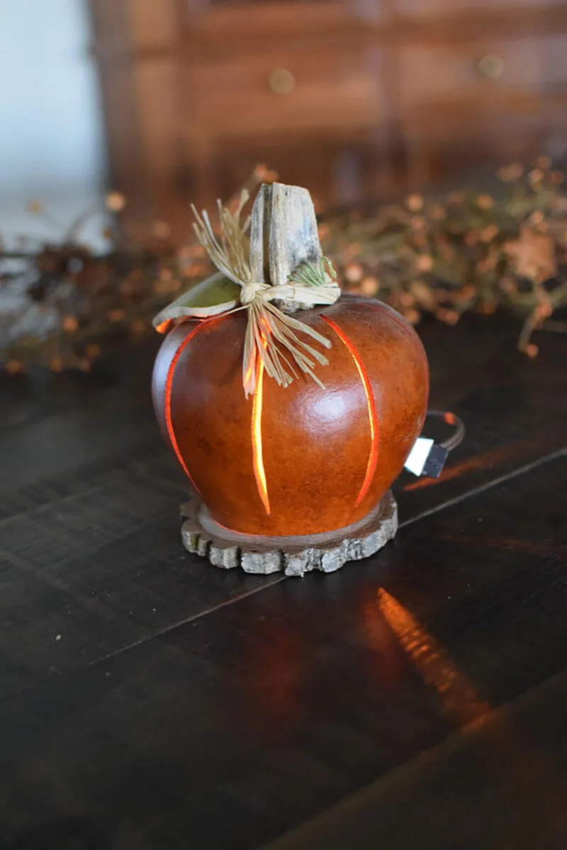 Pumpkin Luminary - Small Lit Orange