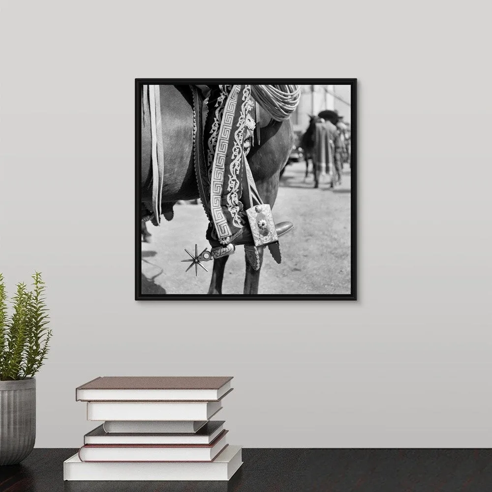 "1930's Detail Of Traditional Charro Cowboy Costume" Black Float Frame Canvas Art - Multi