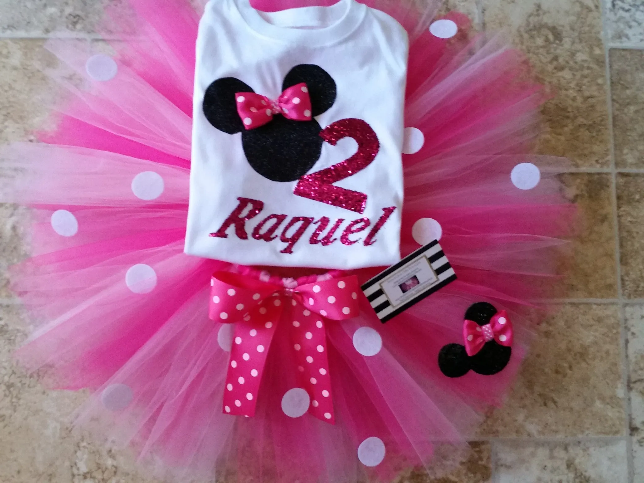 "Raquel" minnie mouse birthday outfit 3 piece set