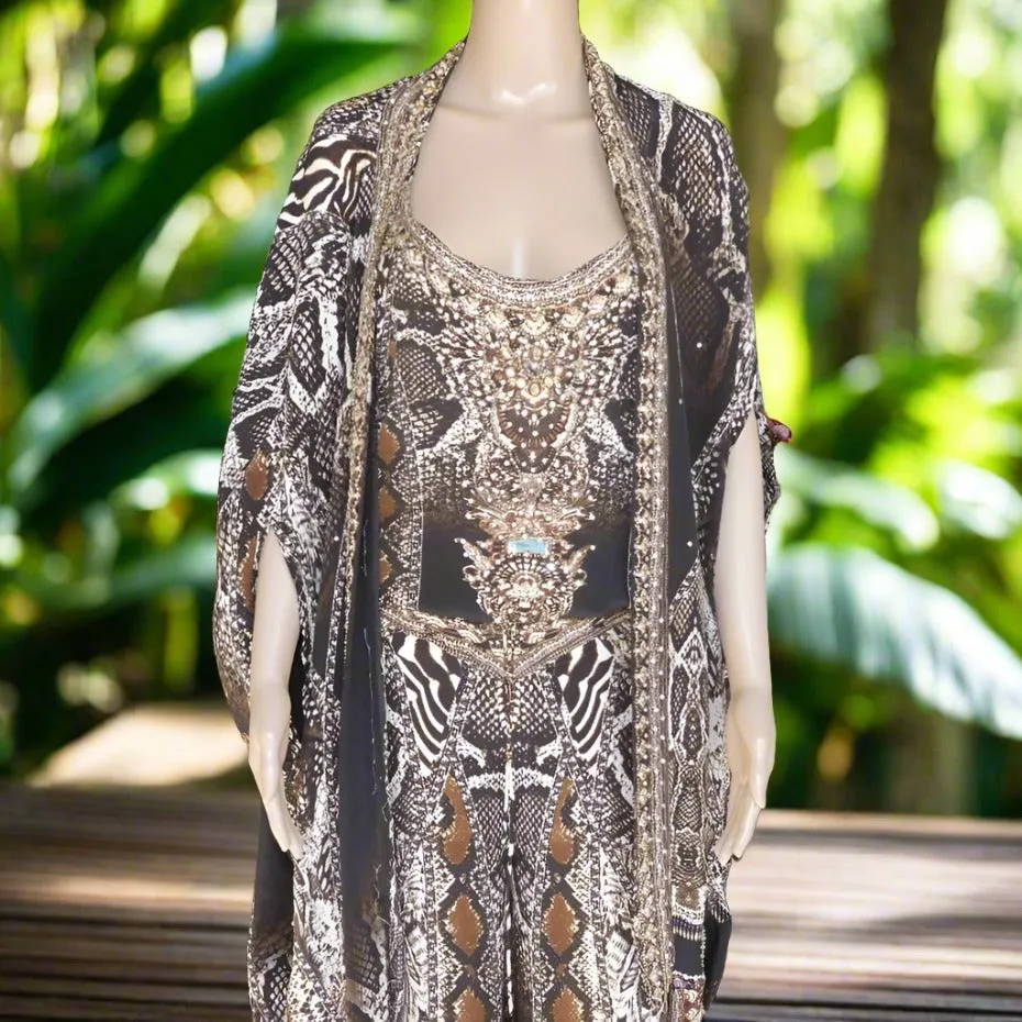 Silk Embellished Short Cape