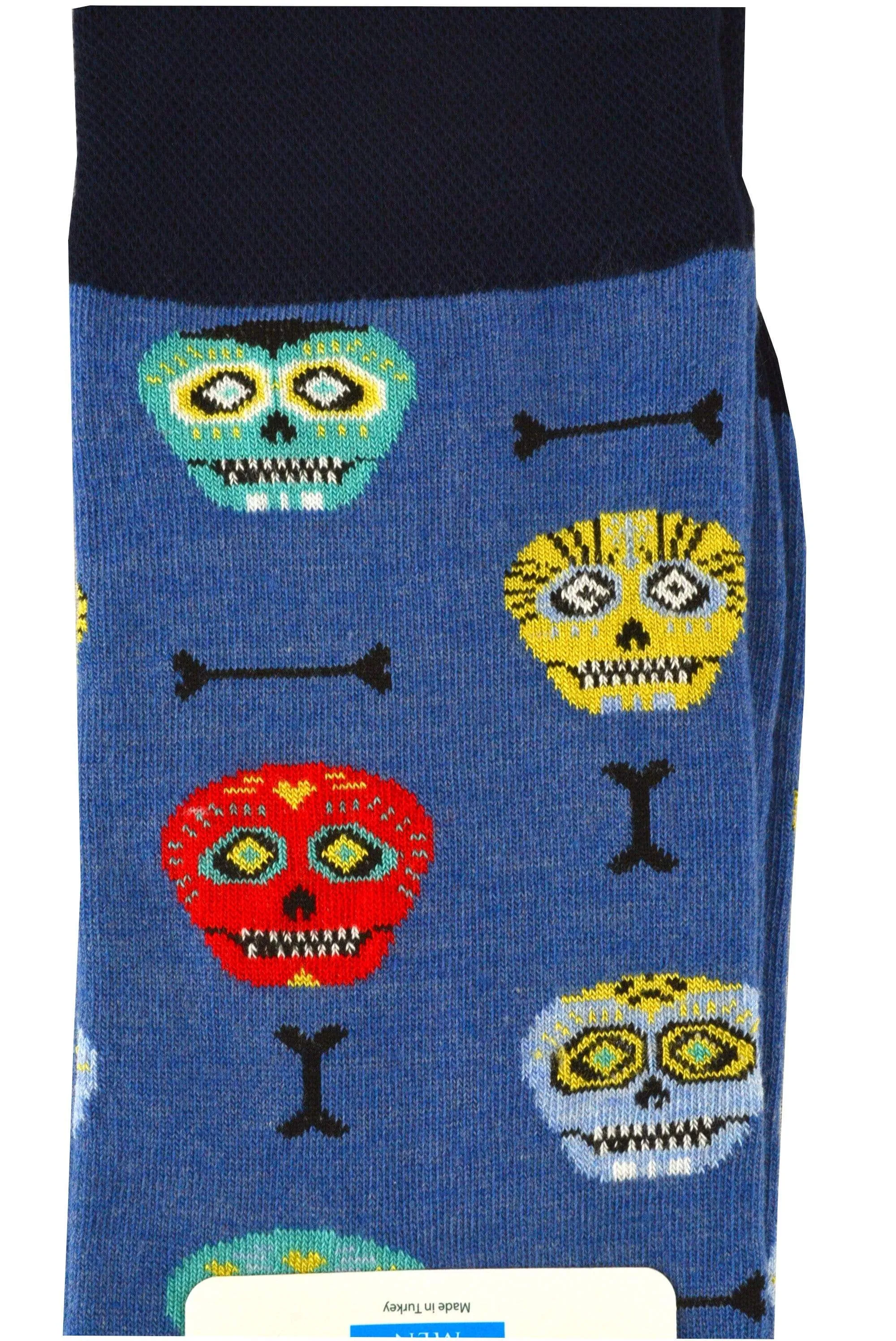 Skeleton and Bone Design Colorful Smooth Toe Men Crew Socks