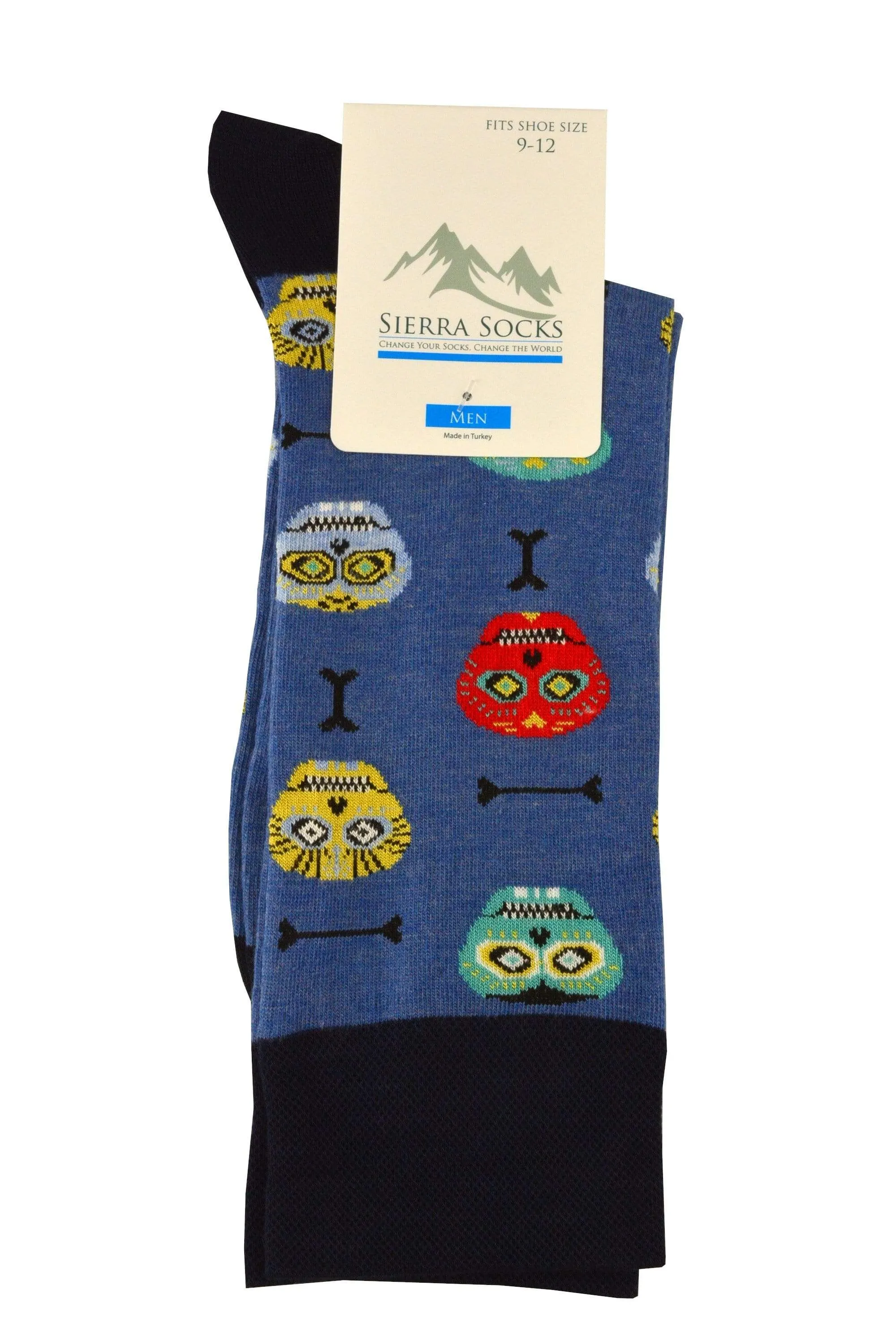 Skeleton and Bone Design Colorful Smooth Toe Men Crew Socks