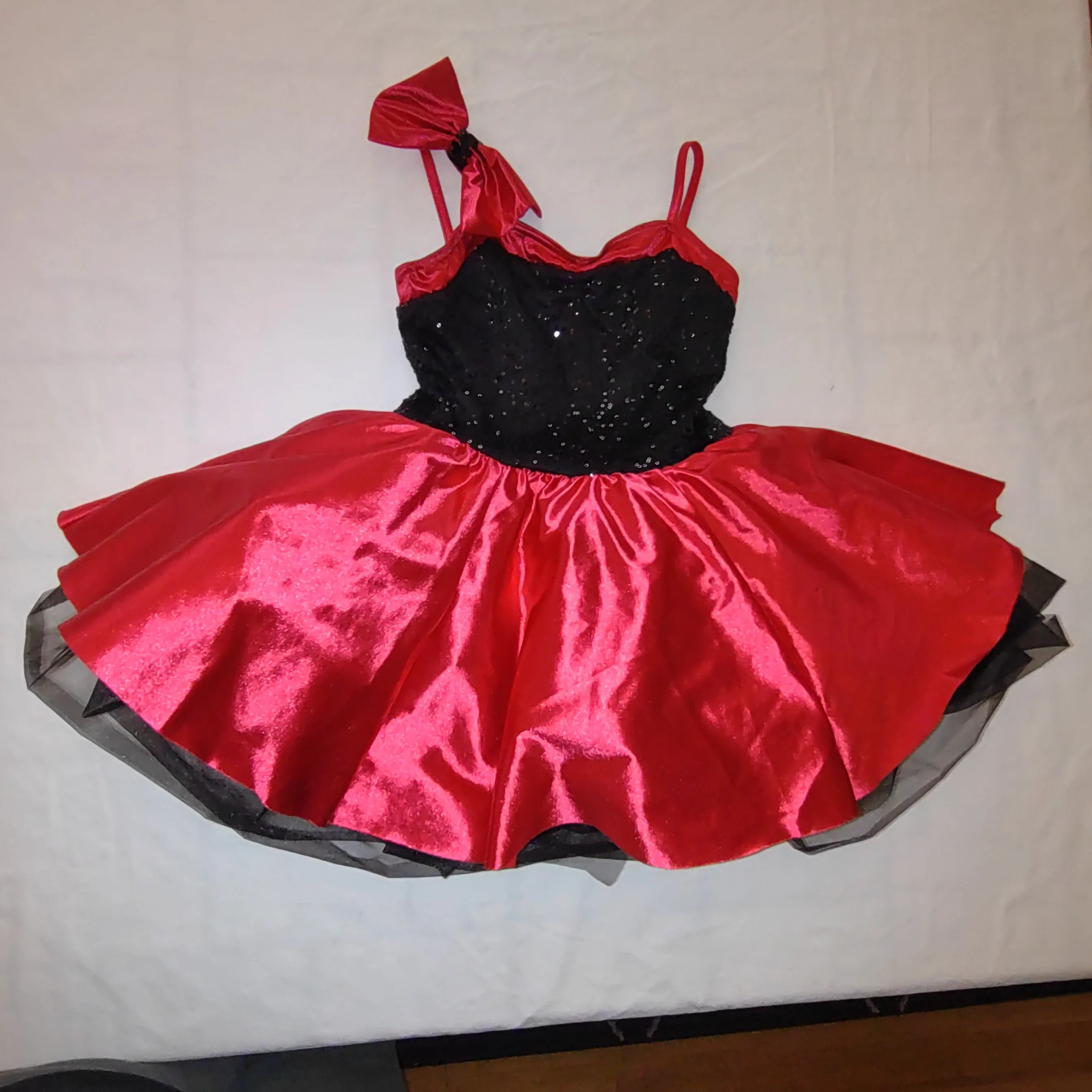 Sparkling Red and Black Pull-on Dance Dress by Weissman (Size MC)