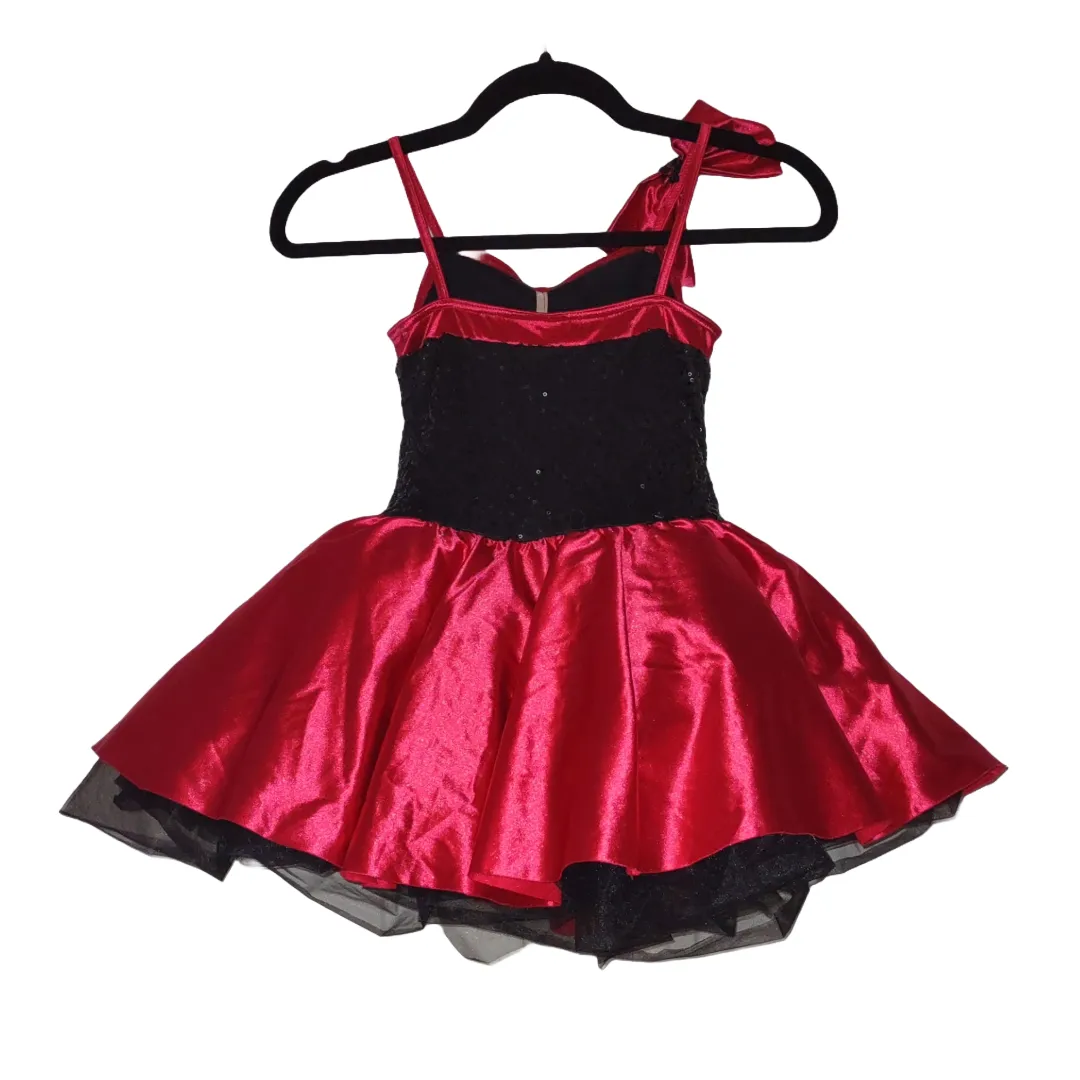 Sparkling Red and Black Pull-on Dance Dress by Weissman (Size MC)