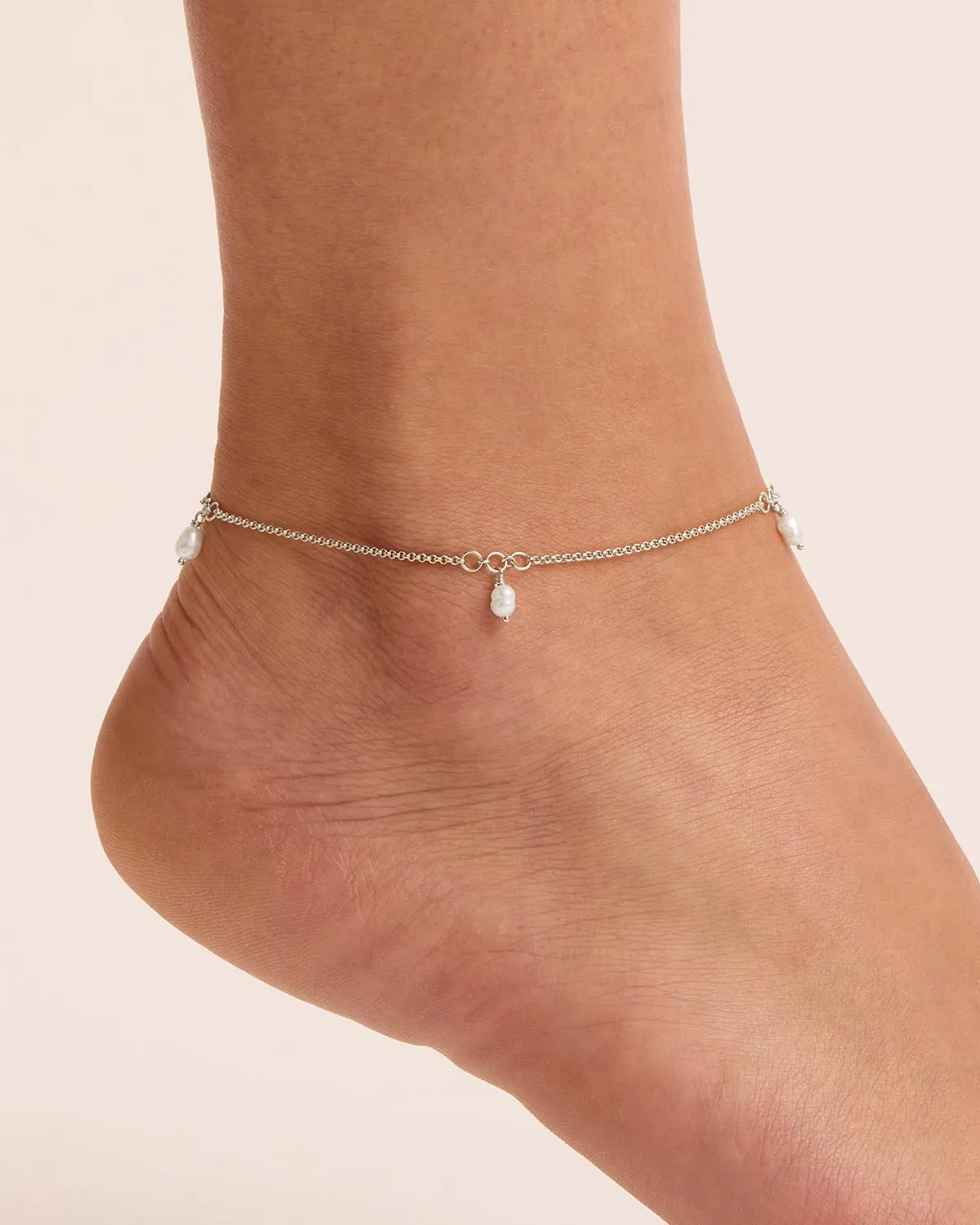 Sterling Silver Grow With Grace Pearl Anklet