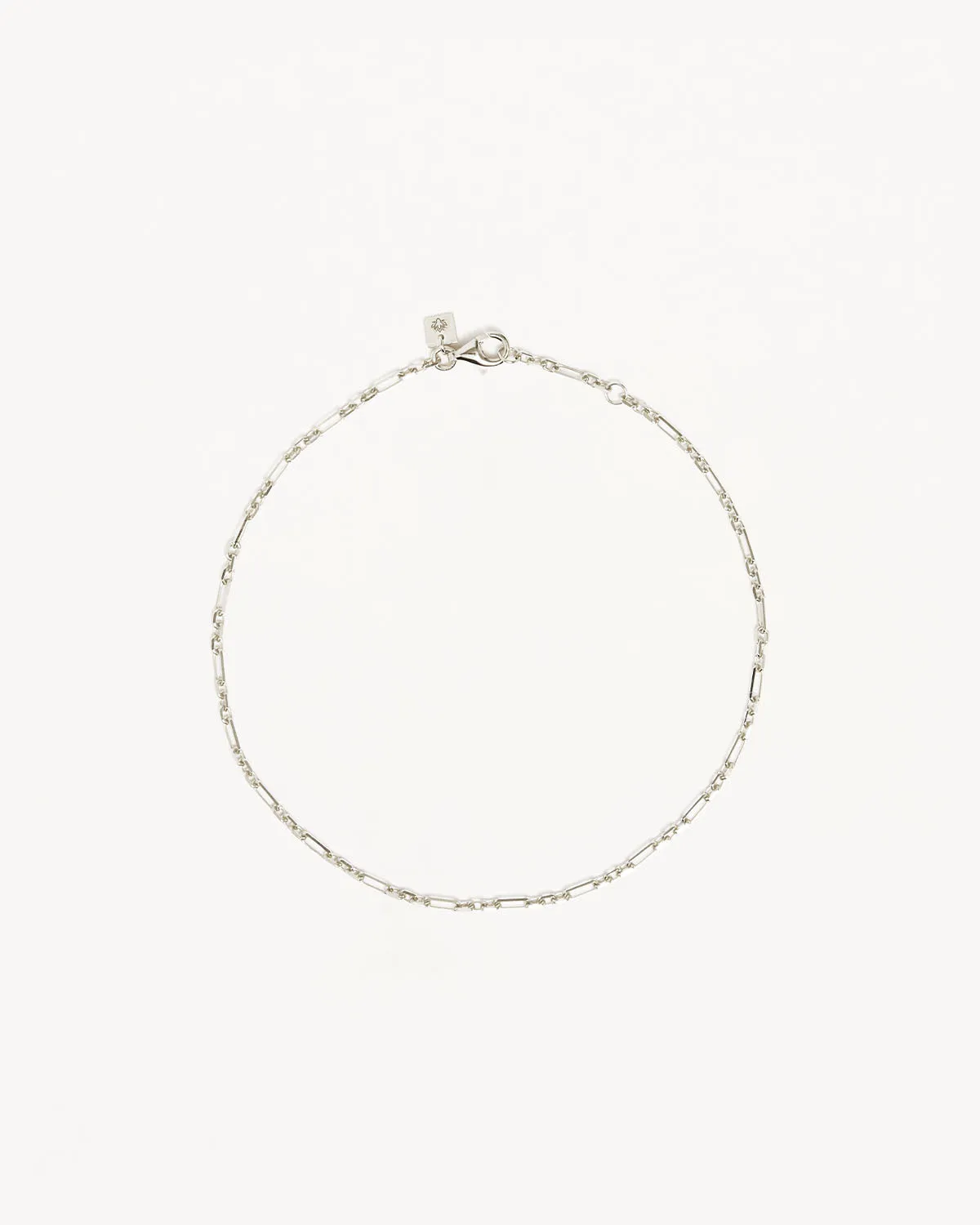 Sterling Silver Mixed Link Chain Anklet