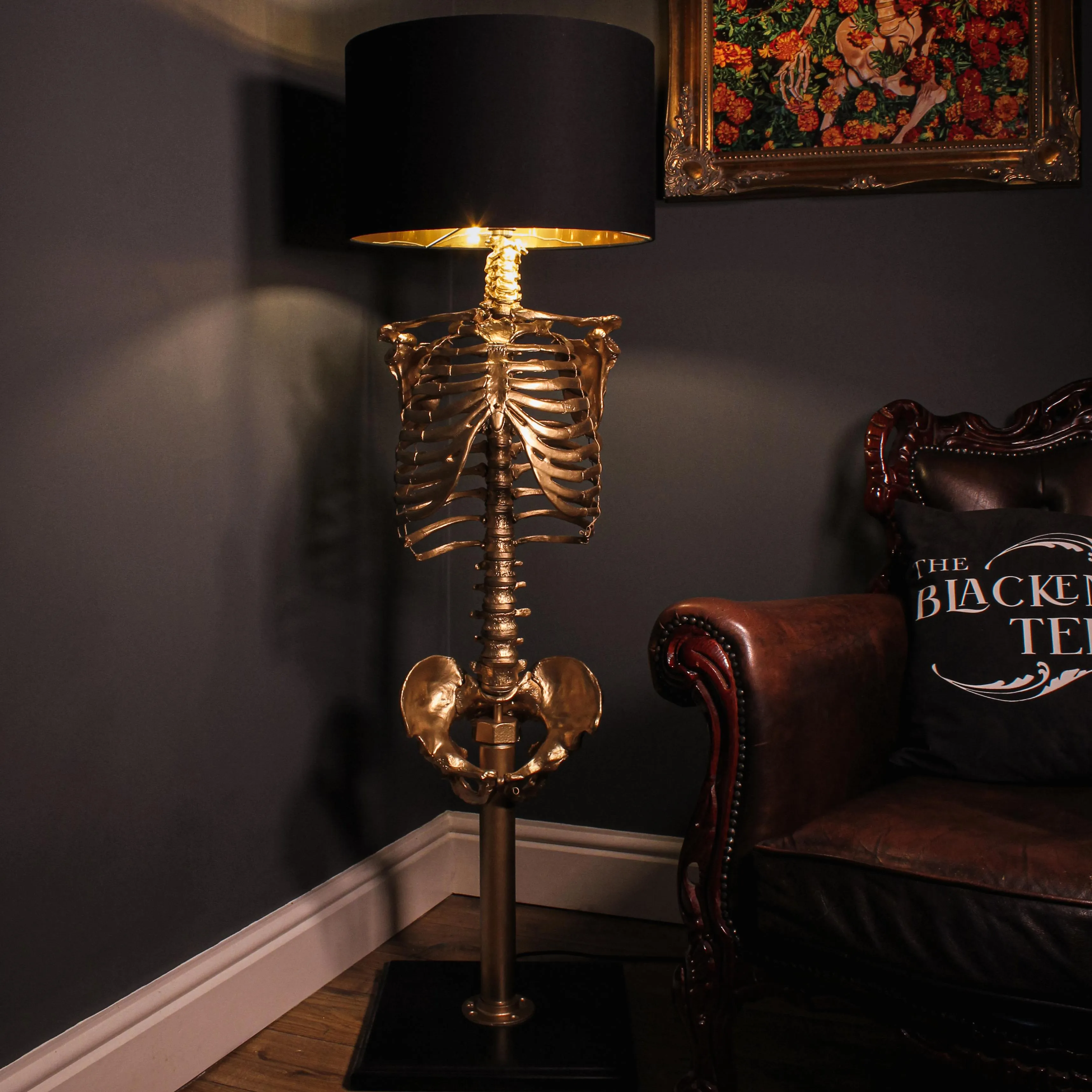 The Gold Skeleton Floor Lamp by The Blackened Teeth