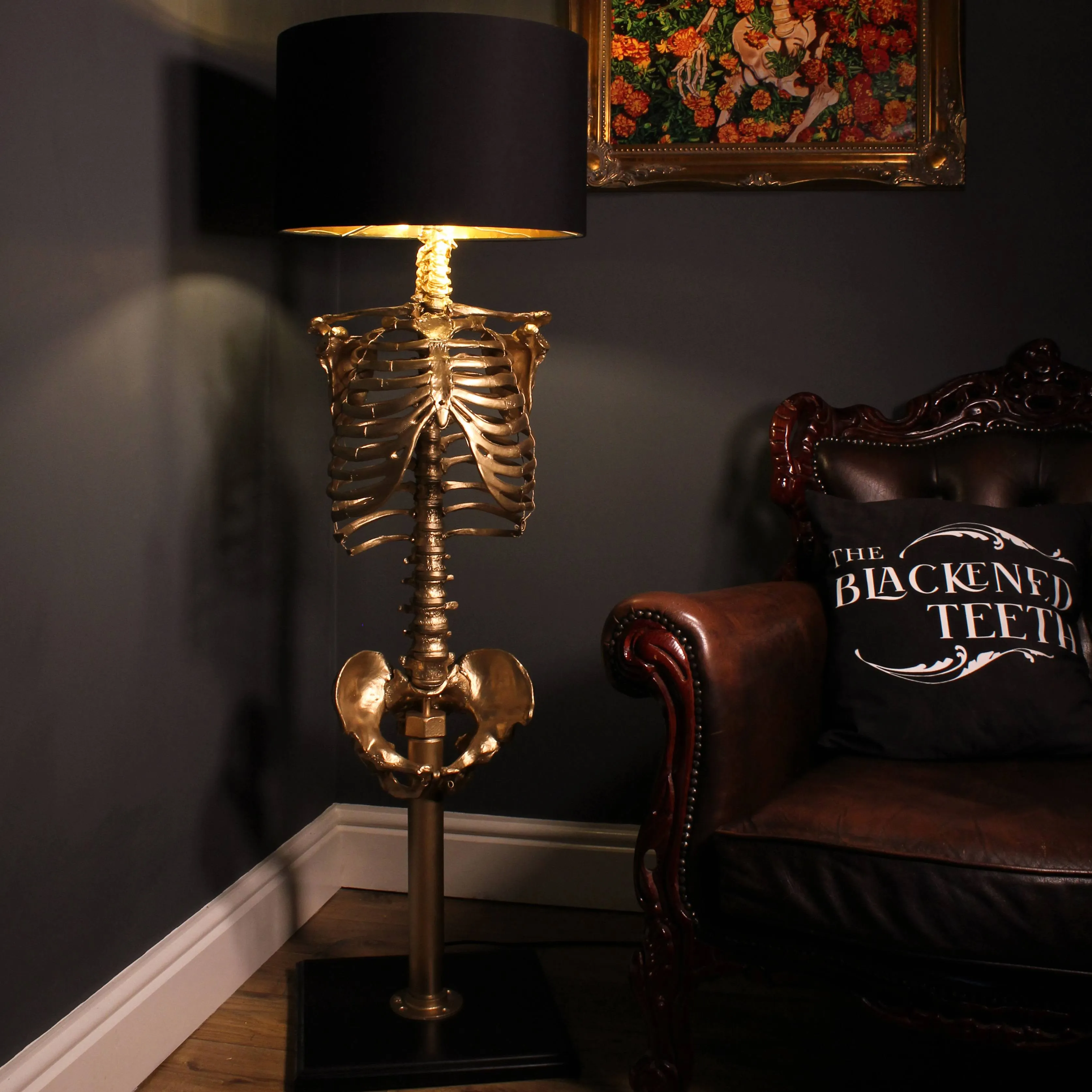 The Gold Skeleton Floor Lamp by The Blackened Teeth