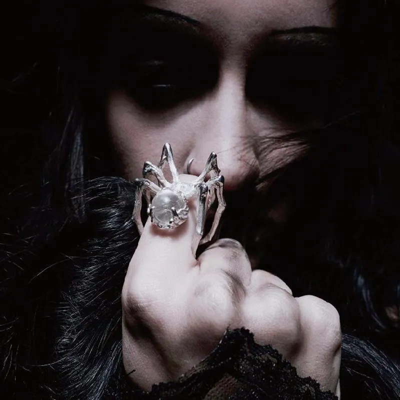 Unique Gothic Crystal Estravagant Spider Rings