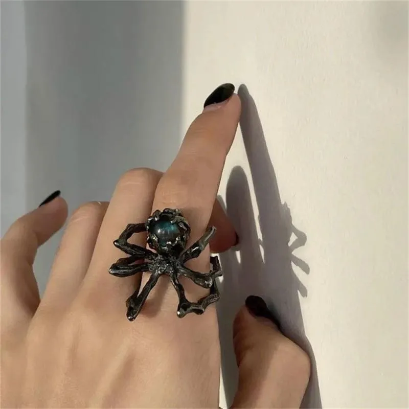 Unique Gothic Crystal Estravagant Spider Rings