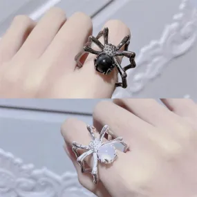 Unique Gothic Crystal Estravagant Spider Rings