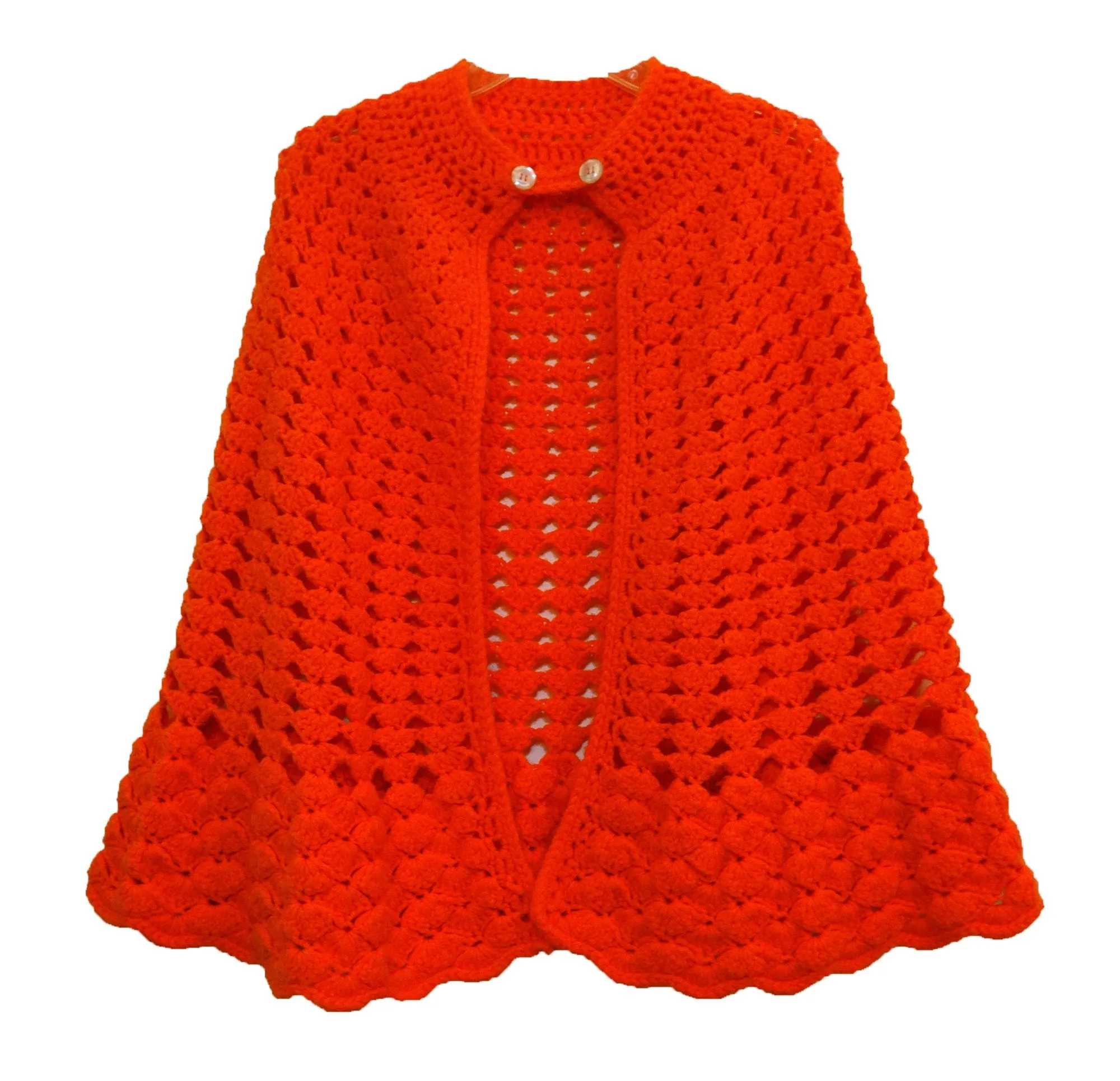 Vintage Orange Crochet Cape